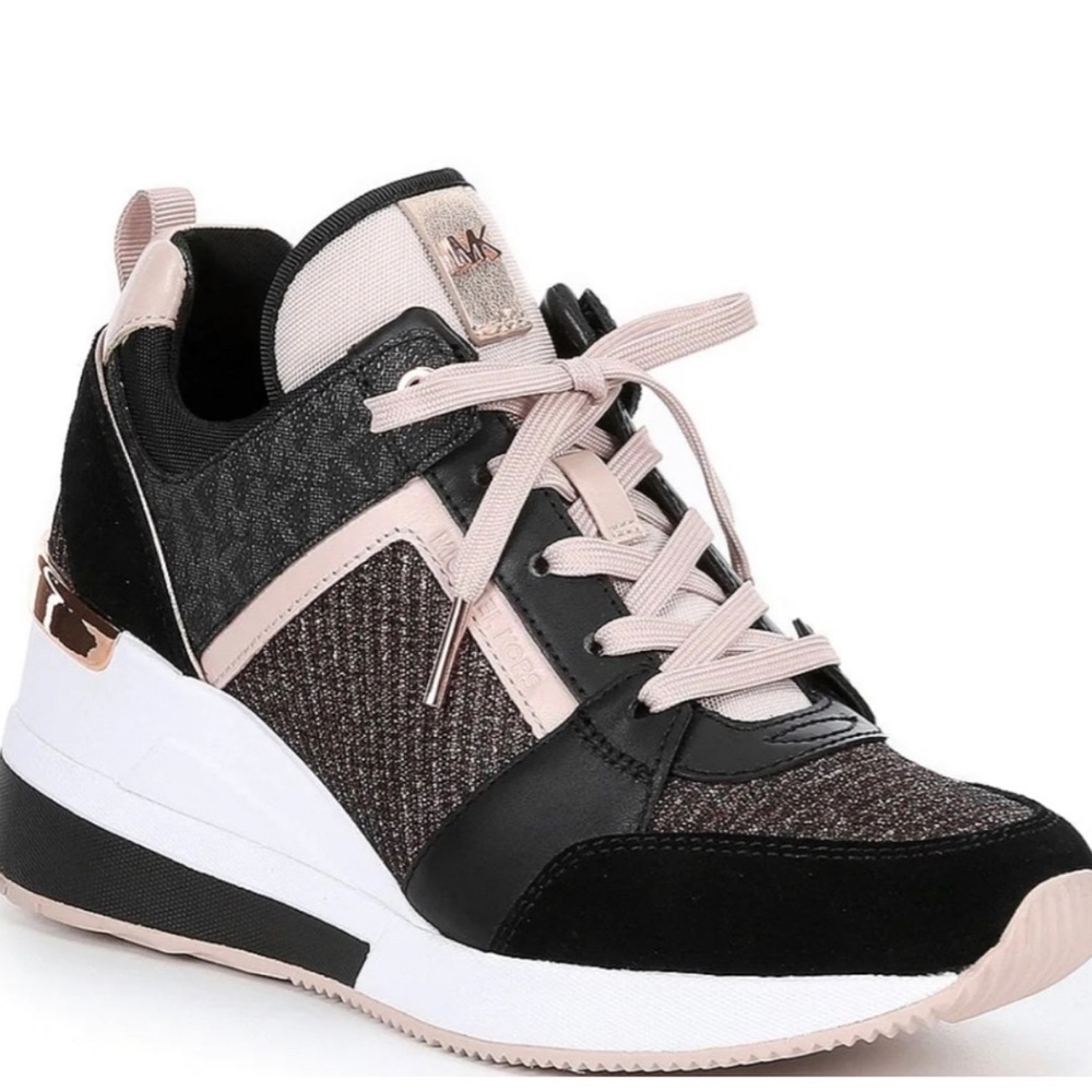 Michael Kors Georgie Trainer sneakers in black, rose gold. Never been worn.